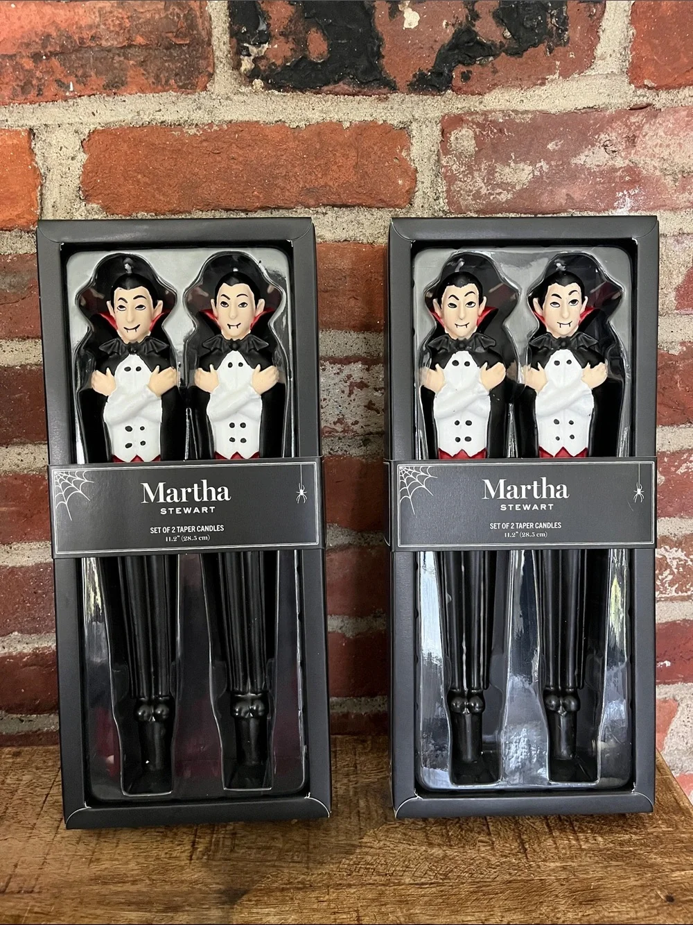 Martha Stewart Black Vampire Taper Candles with White Ghost Accents